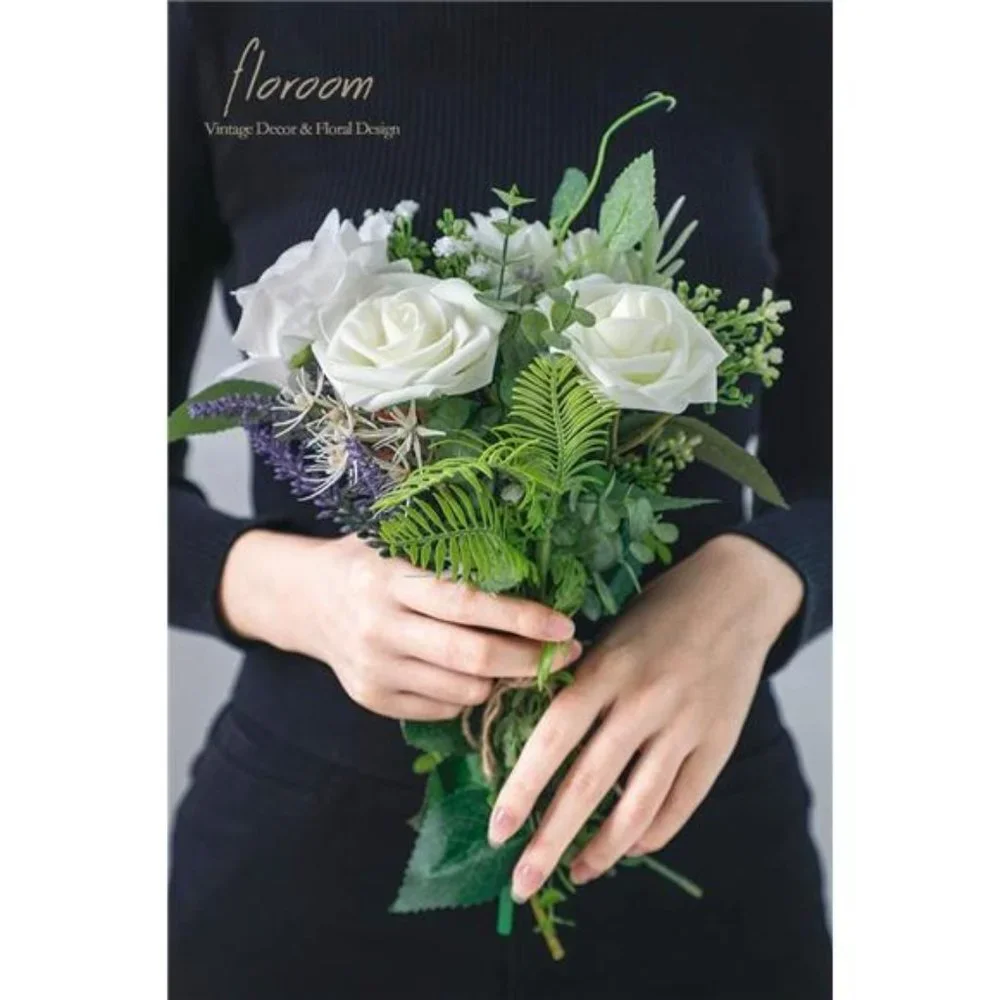 Artificial Flowers 25pcs Real Looking Ivory Foam Fake Roses with Stems